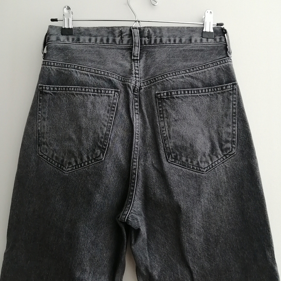 Agolde Criss Cross High Waist Loose Straight Jeans in Synchronize Gray Black 23 - Picture 8 of 16